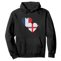 France England Flag Hearts Splatter Graphic Hoodie Anglo English French Heritage Love Unity