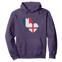 France England Flag Hearts Splatter Graphic Hoodie Anglo English French Heritage Love Unity