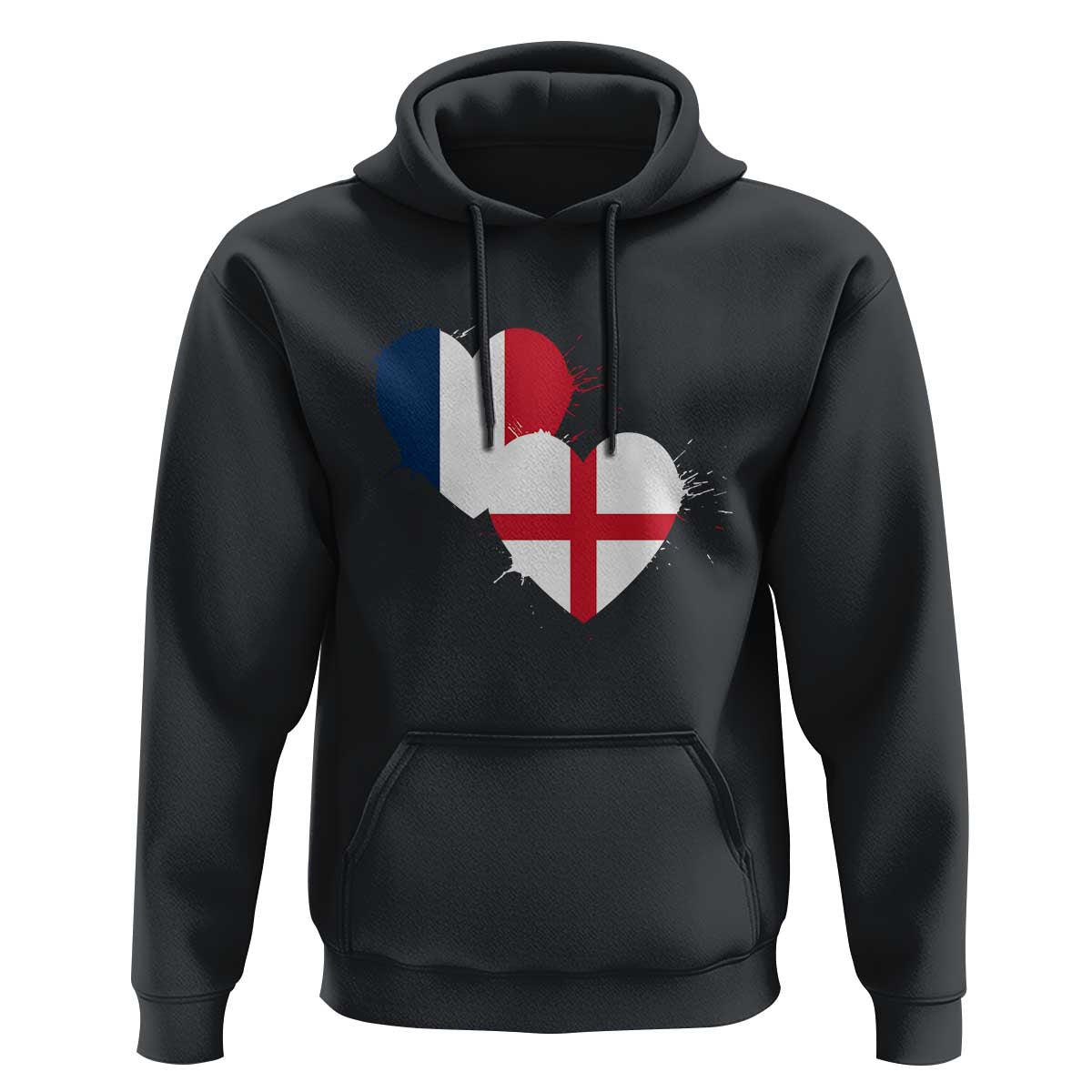 France England Flag Hearts Splatter Graphic Hoodie Anglo English French Heritage Love Unity TS02