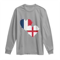 France England Flag Hearts Splatter Graphic Long Sleeve Shirt Anglo English French Heritage Love Unity