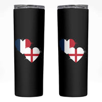 France England Flag Hearts Splatter Graphic Skinny Tumbler Anglo English French Heritage Love Unity