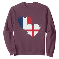 France England Flag Hearts Splatter Graphic Sweatshirt Anglo English French Heritage Love Unity