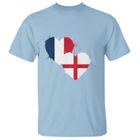 France England Flag Hearts Splatter Graphic T Shirt Anglo English French Heritage Love Unity