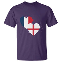 France England Flag Hearts Splatter Graphic T Shirt Anglo English French Heritage Love Unity