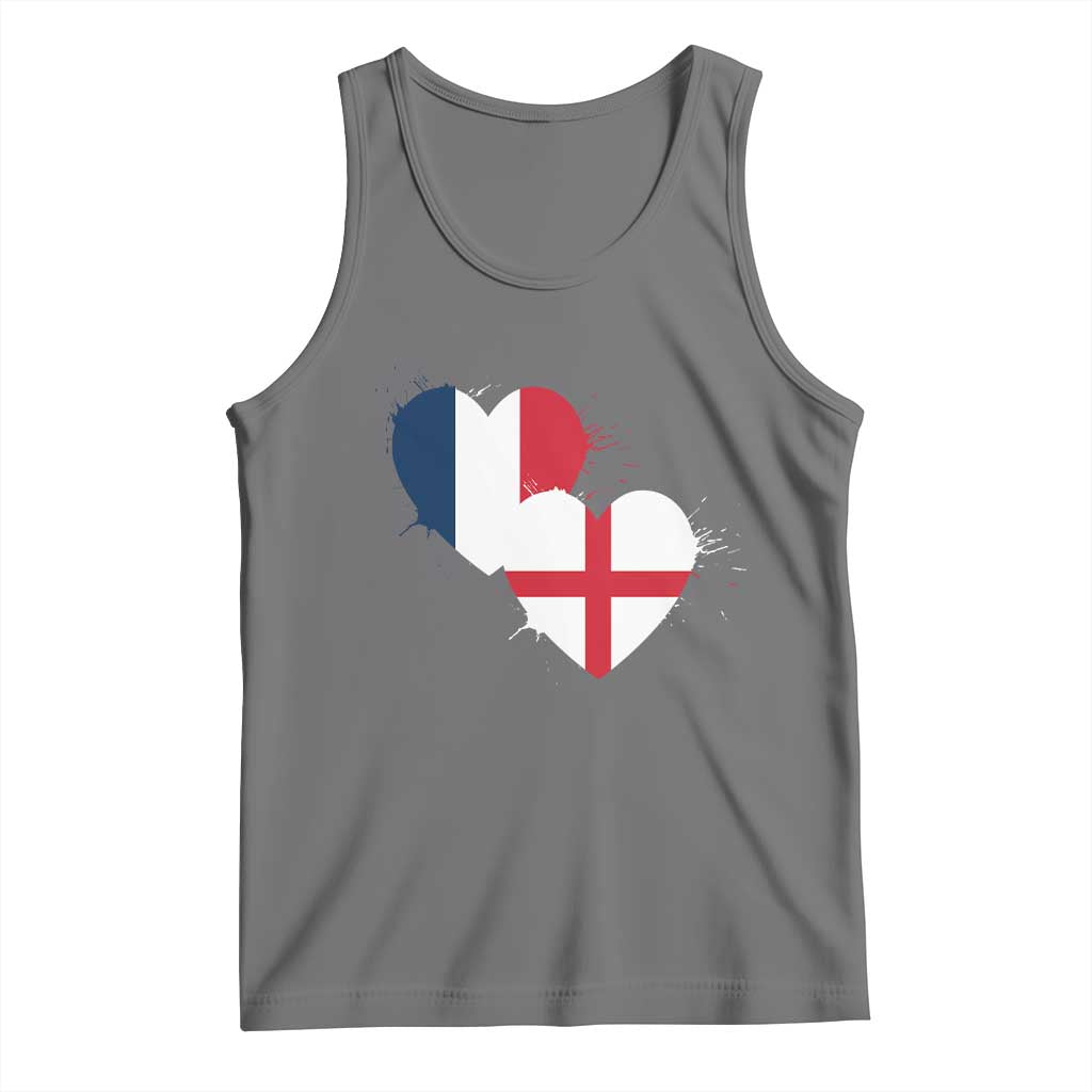 France England Flag Hearts Splatter Graphic Tank Top Anglo English French Heritage Love Unity