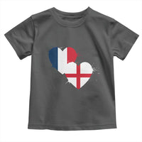 France England Flag Hearts Splatter Graphic Toddler T Shirt Anglo English French Heritage Love Unity