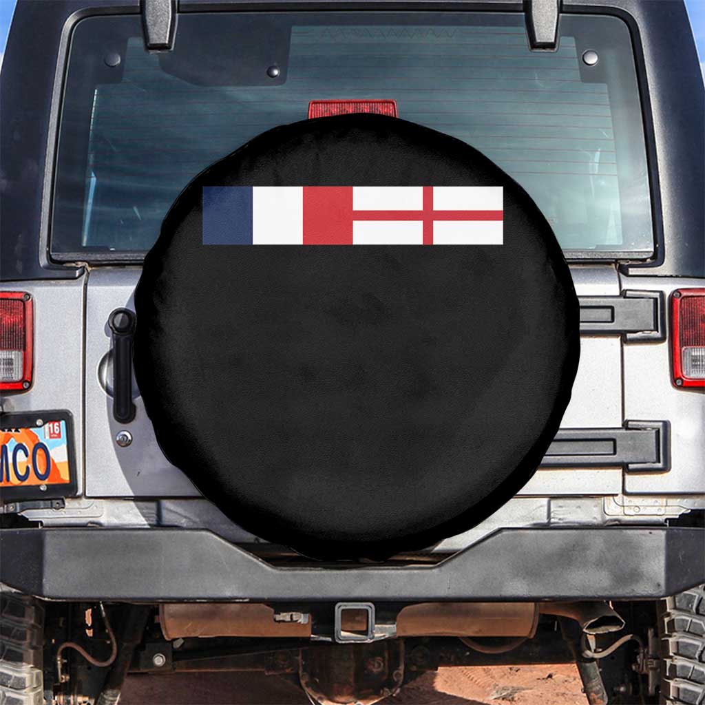 France England Dual Flag Graphic Spare Tire Cover Anglo English French Heritage Mixed Roots Pride Match Day