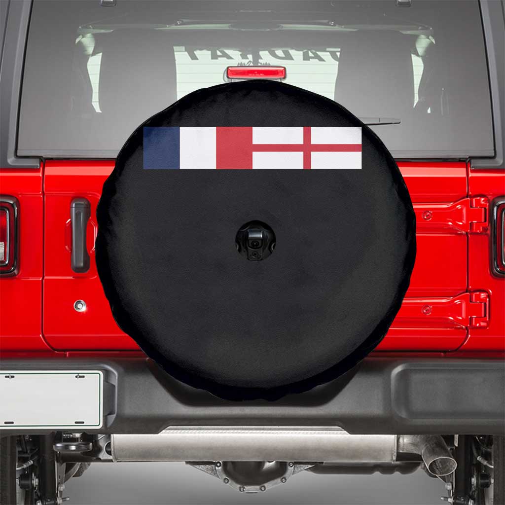 France England Dual Flag Graphic Spare Tire Cover Anglo English French Heritage Mixed Roots Pride Match Day