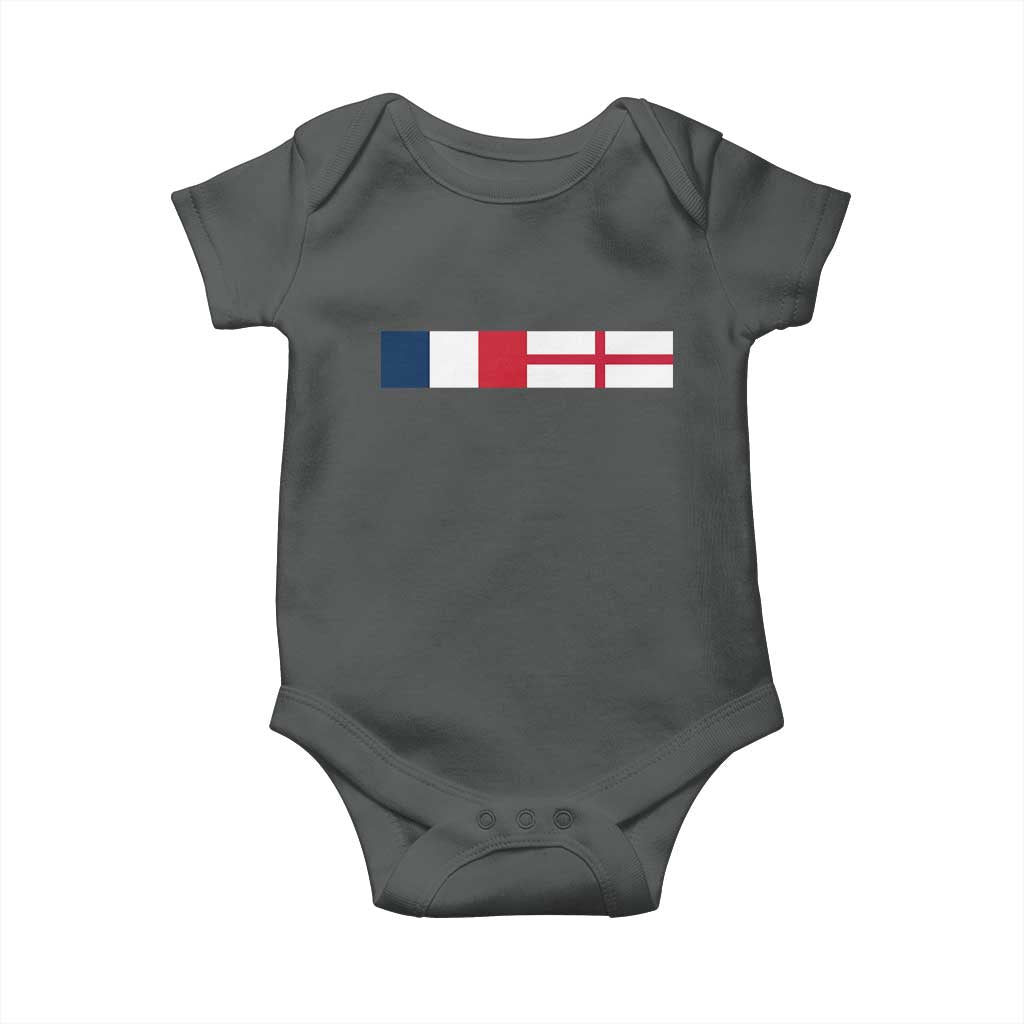 France England Dual Flag Graphic Baby Onesie Anglo English French Heritage Mixed Roots Pride Match Day