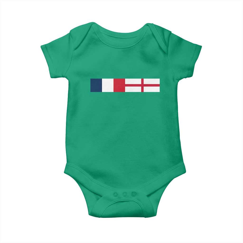 France England Dual Flag Graphic Baby Onesie Anglo English French Heritage Mixed Roots Pride Match Day