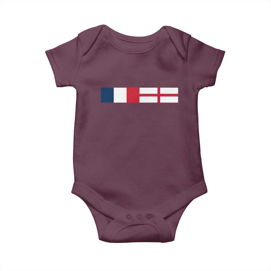 France England Dual Flag Graphic Baby Onesie Anglo English French Heritage Mixed Roots Pride Match Day