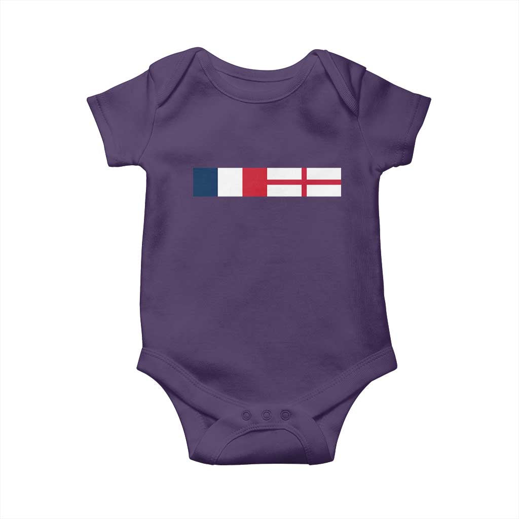 France England Dual Flag Graphic Baby Onesie Anglo English French Heritage Mixed Roots Pride Match Day