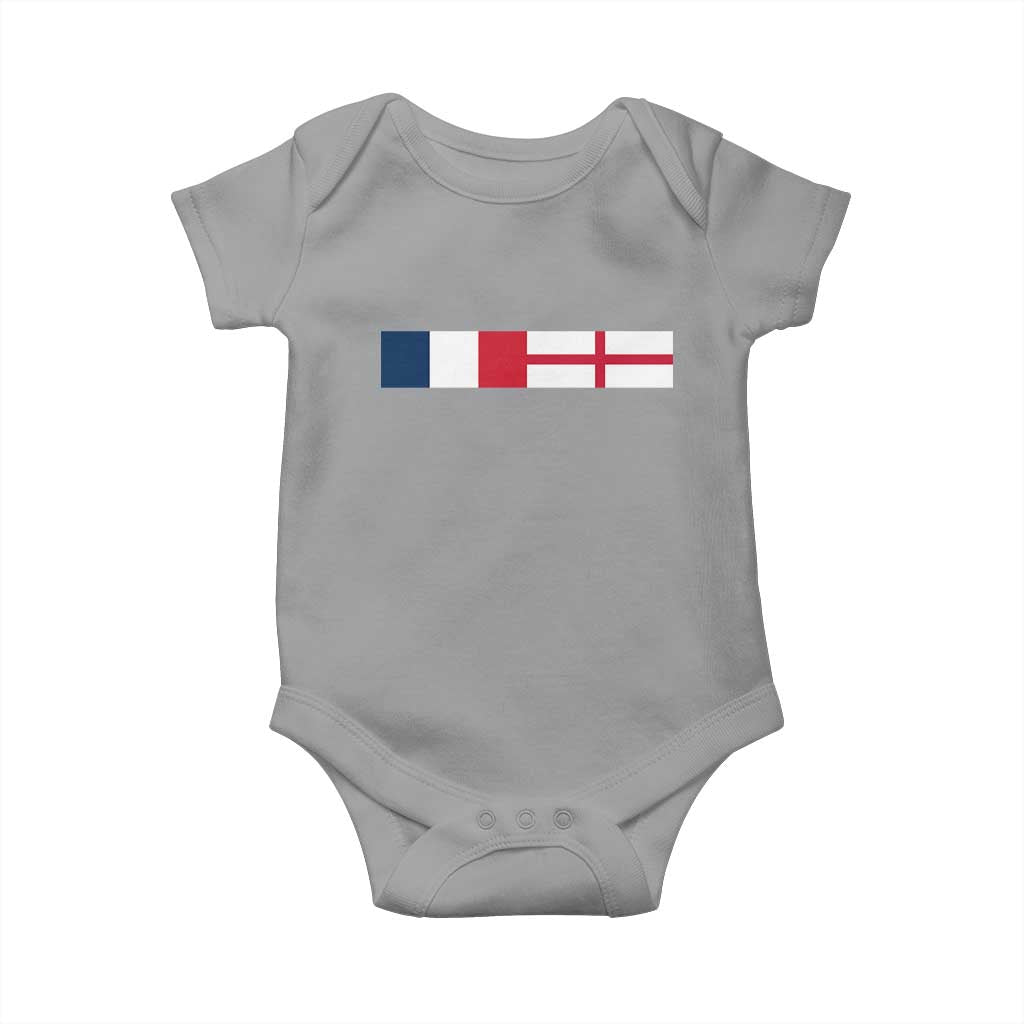 France England Dual Flag Graphic Baby Onesie Anglo English French Heritage Mixed Roots Pride Match Day