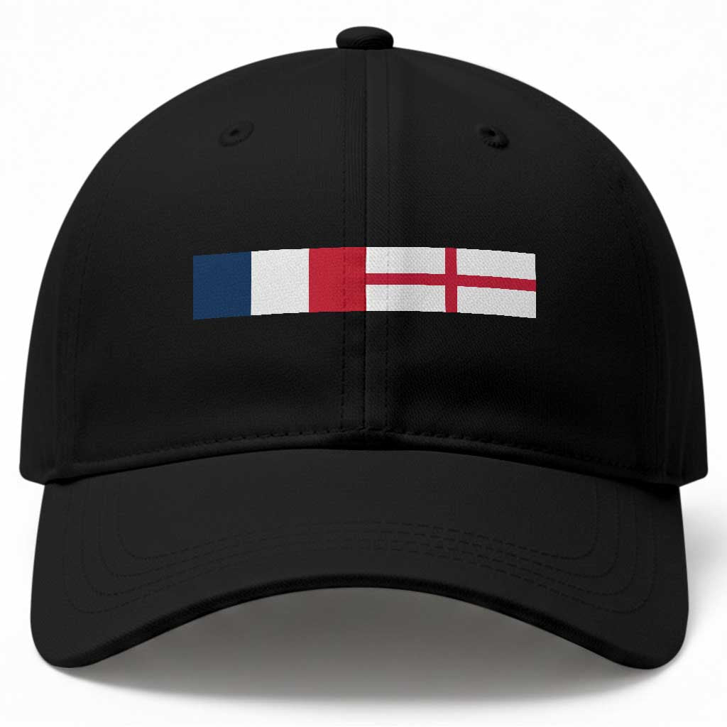 France England Dual Flag Graphic Baseball Cap Anglo English French Heritage Mixed Roots Pride Match Day