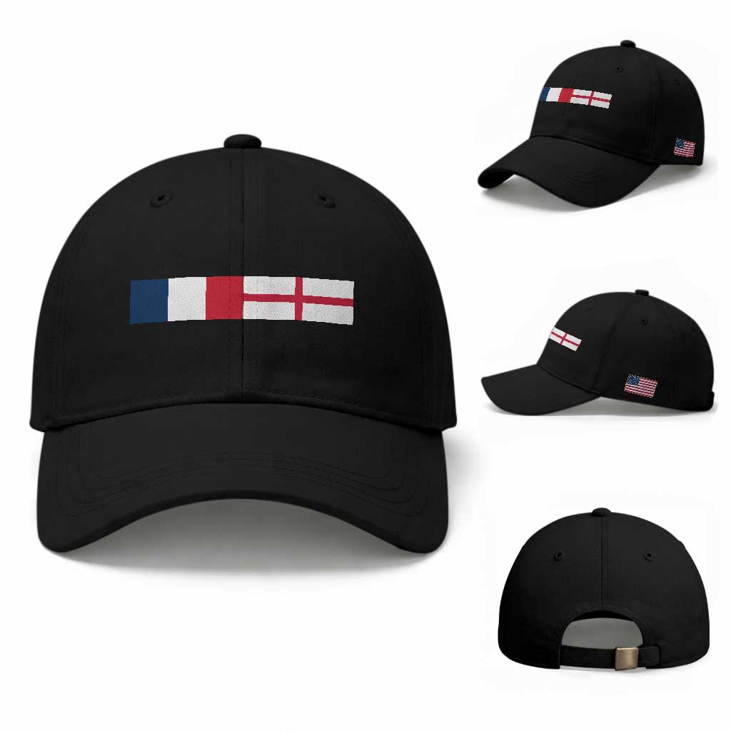 France England Dual Flag Graphic Baseball Cap Anglo English French Heritage Mixed Roots Pride Match Day