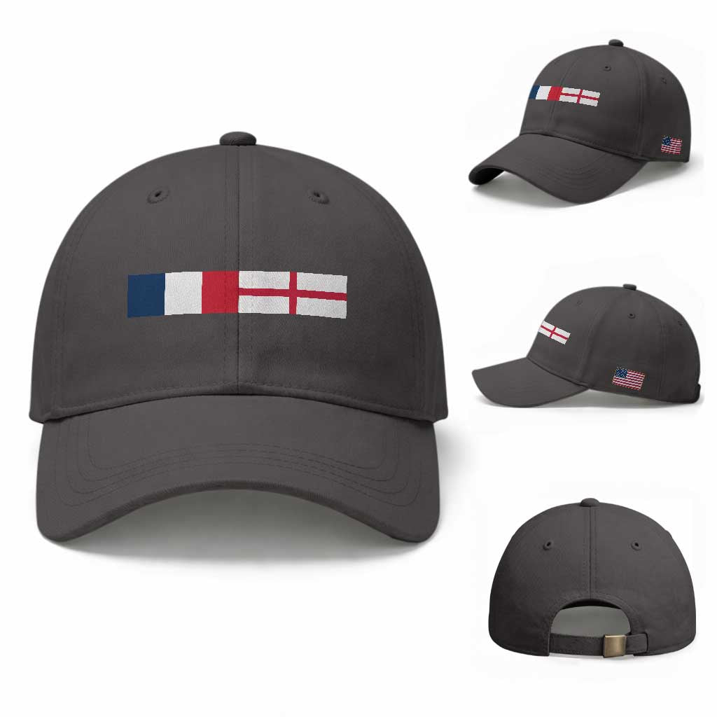 France England Dual Flag Graphic Baseball Cap Anglo English French Heritage Mixed Roots Pride Match Day