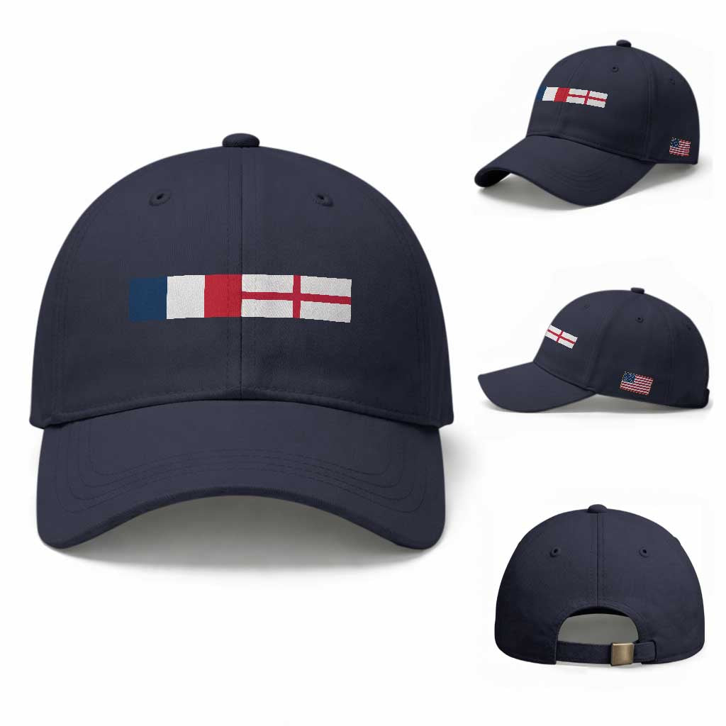 France England Dual Flag Graphic Baseball Cap Anglo English French Heritage Mixed Roots Pride Match Day