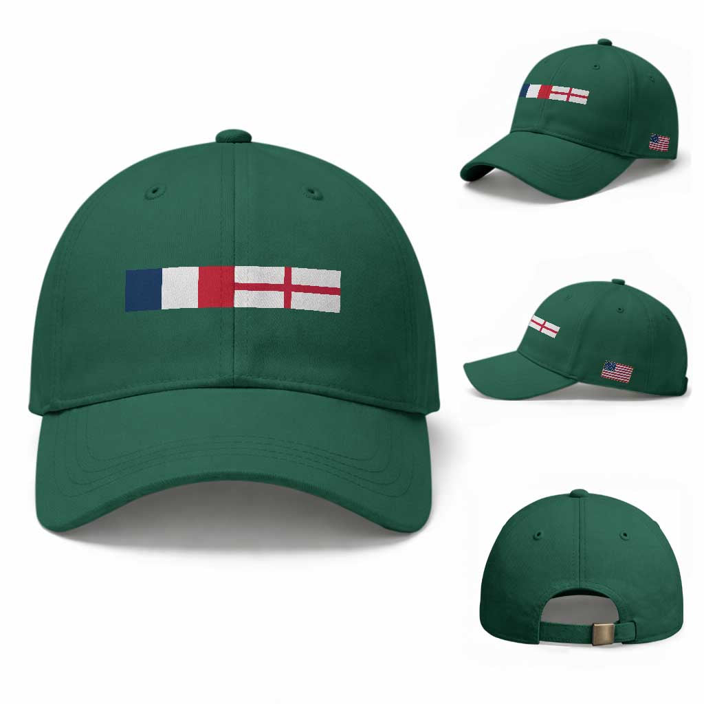 France England Dual Flag Graphic Baseball Cap Anglo English French Heritage Mixed Roots Pride Match Day