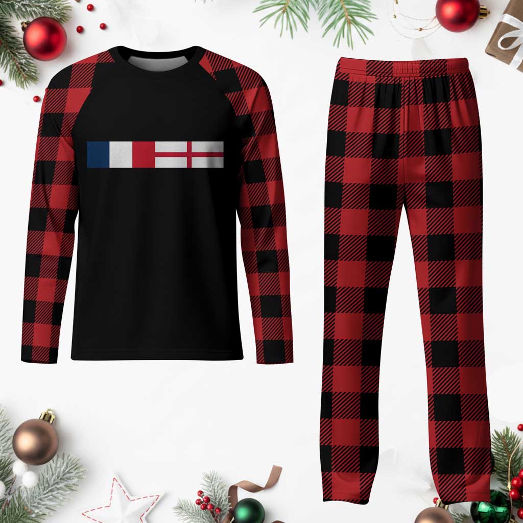 France England Dual Flag Graphic Plaid Pajama Set Anglo English French Heritage Mixed Roots Pride Match Day