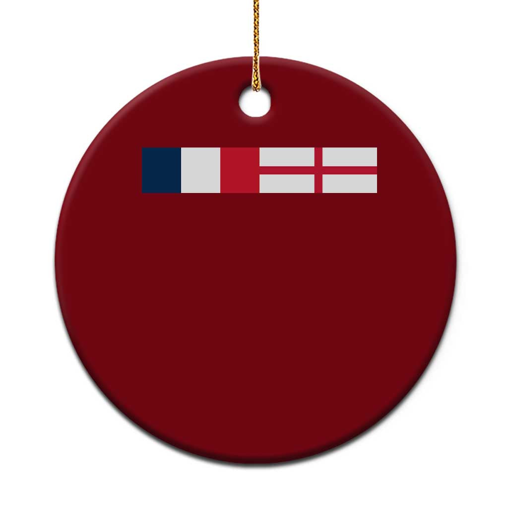 France England Dual Flag Graphic Ceramic Ornament Anglo English French Heritage Mixed Roots Pride Match Day