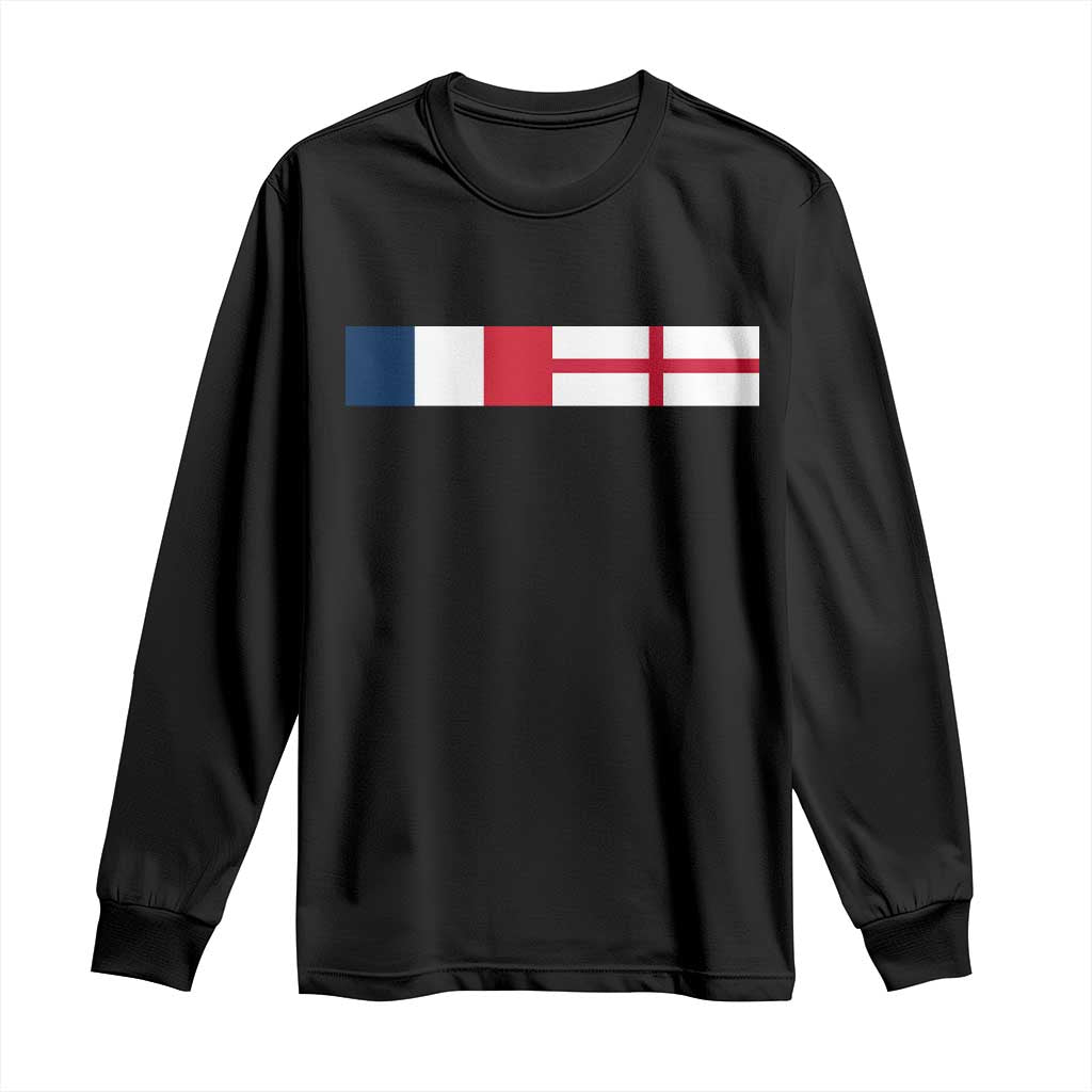 France England Dual Flag Graphic Long Sleeve Shirt Anglo English French Heritage Mixed Roots Pride Match Day