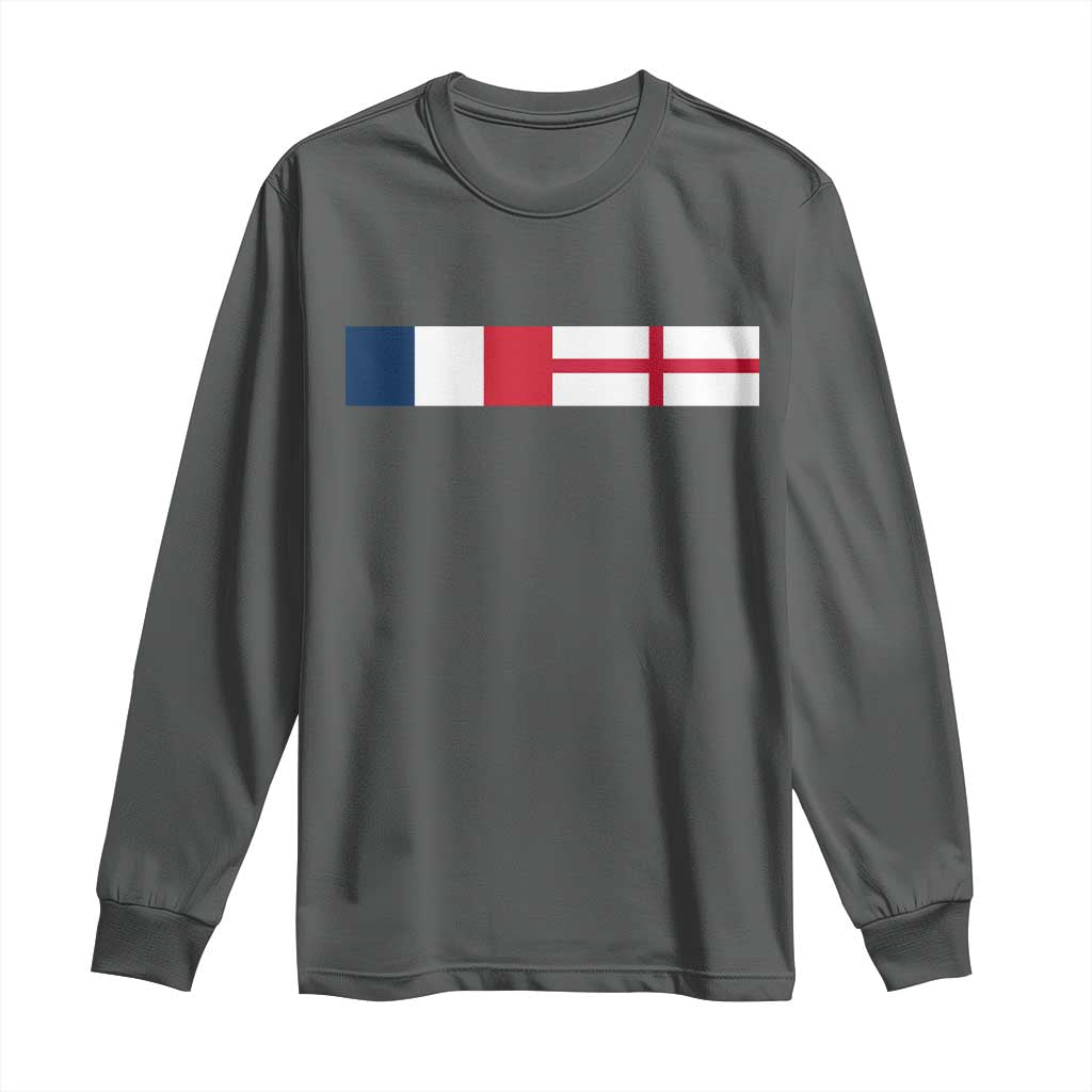 France England Dual Flag Graphic Long Sleeve Shirt Anglo English French Heritage Mixed Roots Pride Match Day