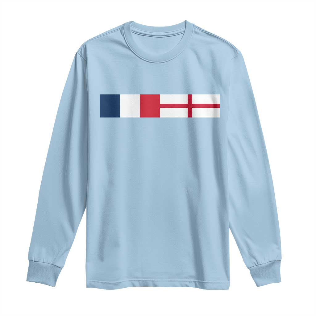 France England Dual Flag Graphic Long Sleeve Shirt Anglo English French Heritage Mixed Roots Pride Match Day