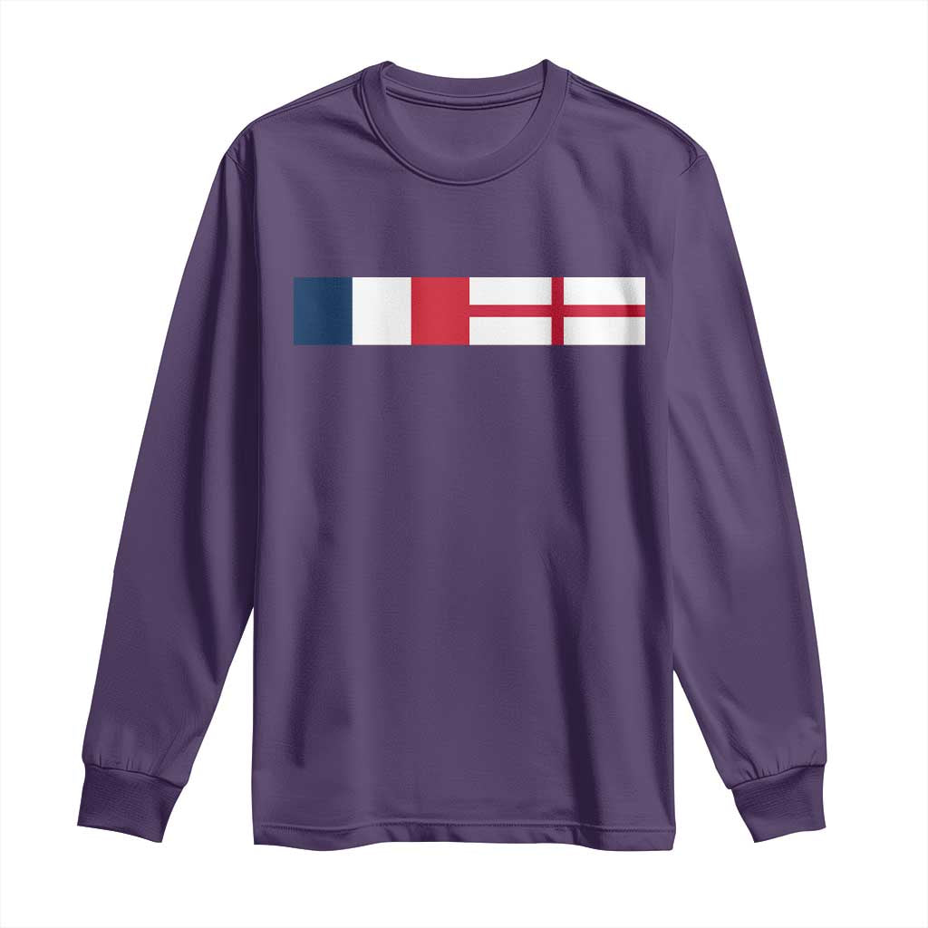 France England Dual Flag Graphic Long Sleeve Shirt Anglo English French Heritage Mixed Roots Pride Match Day