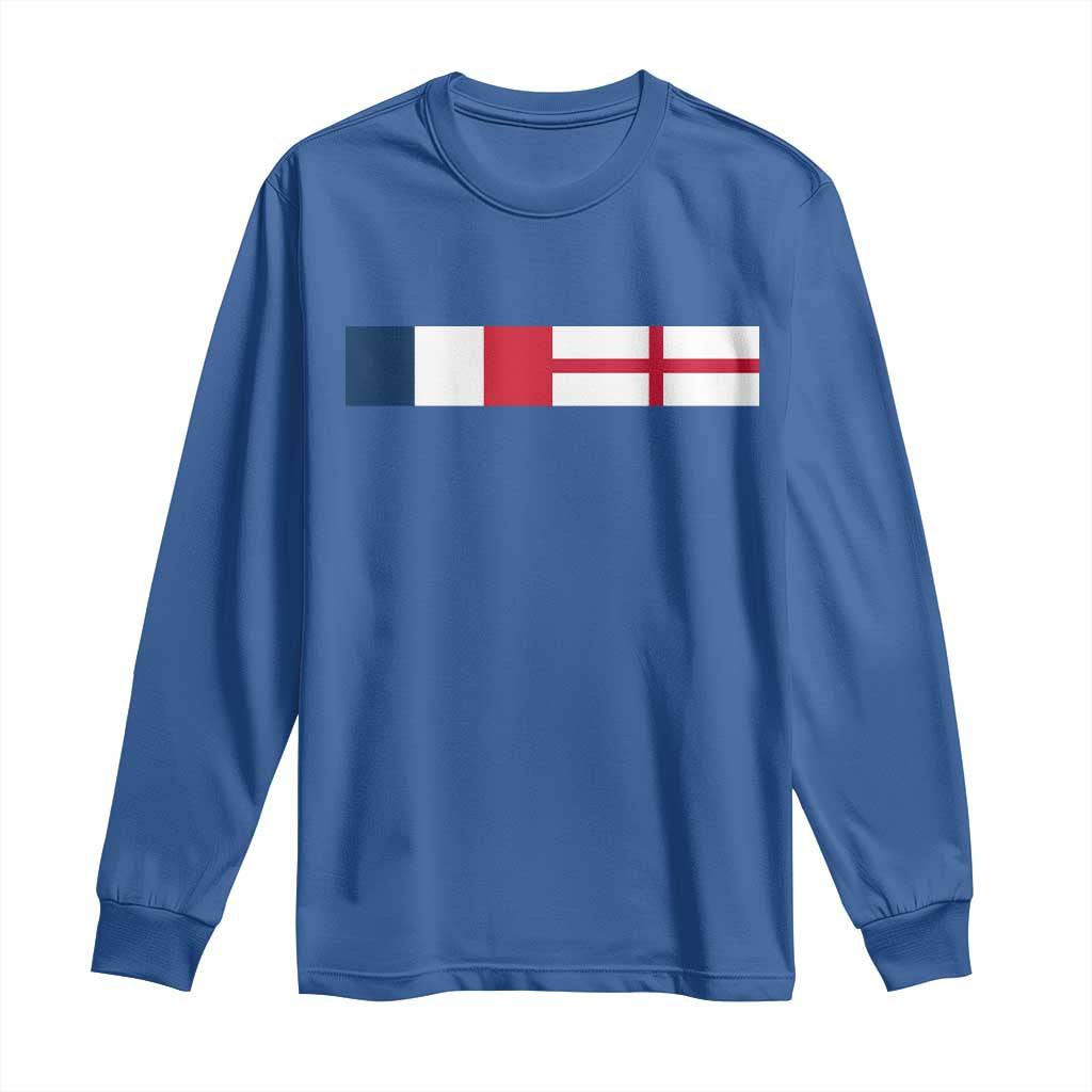France England Dual Flag Graphic Long Sleeve Shirt Anglo English French Heritage Mixed Roots Pride Match Day
