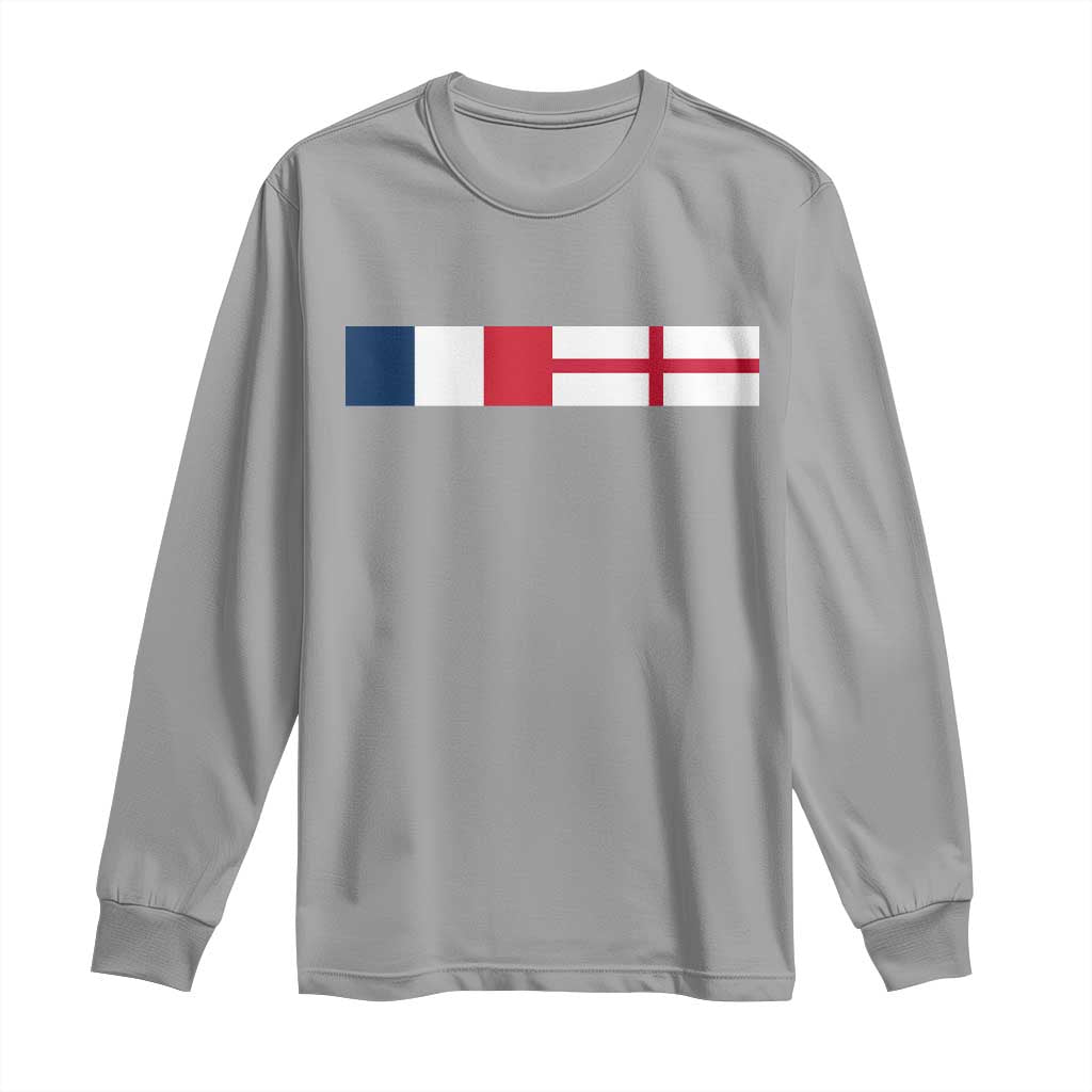 France England Dual Flag Graphic Long Sleeve Shirt Anglo English French Heritage Mixed Roots Pride Match Day