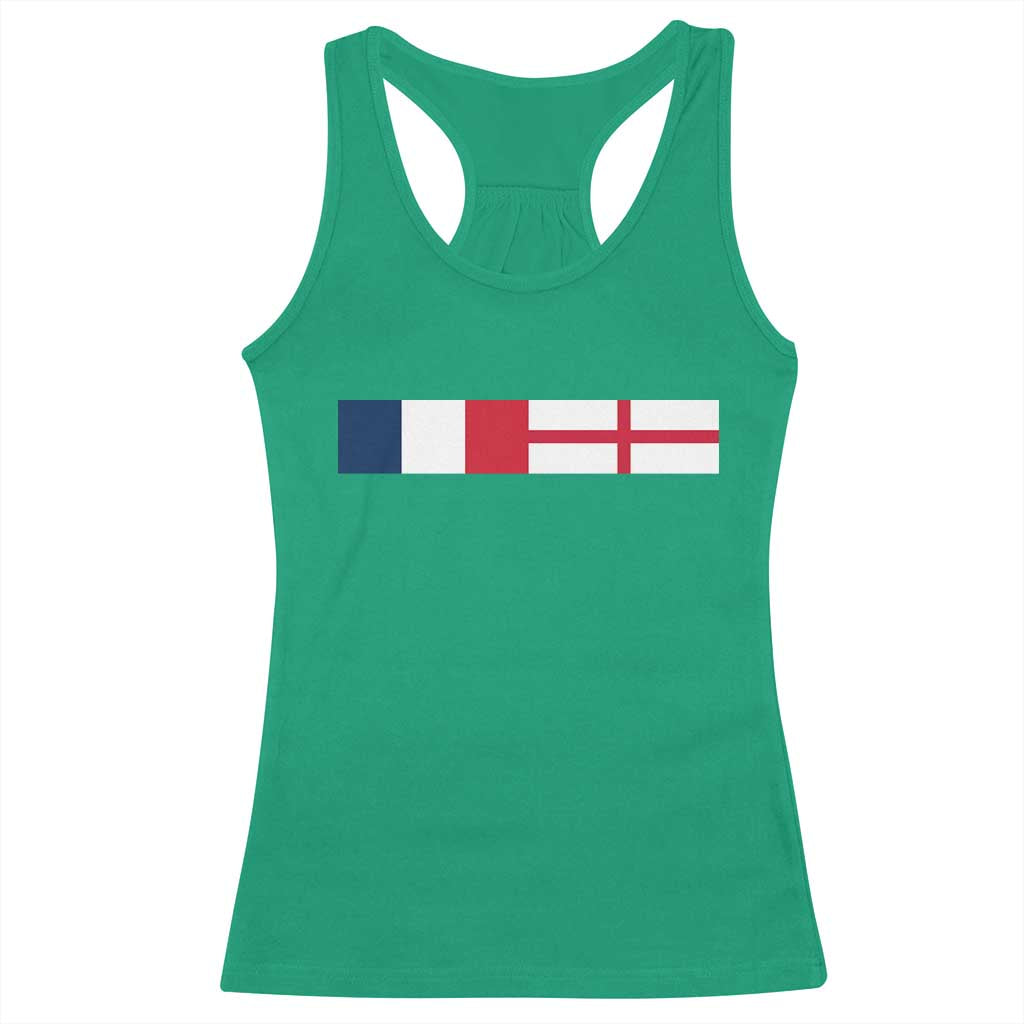 France England Dual Flag Graphic Racerback Tank Top Anglo English French Heritage Mixed Roots Pride Match Day