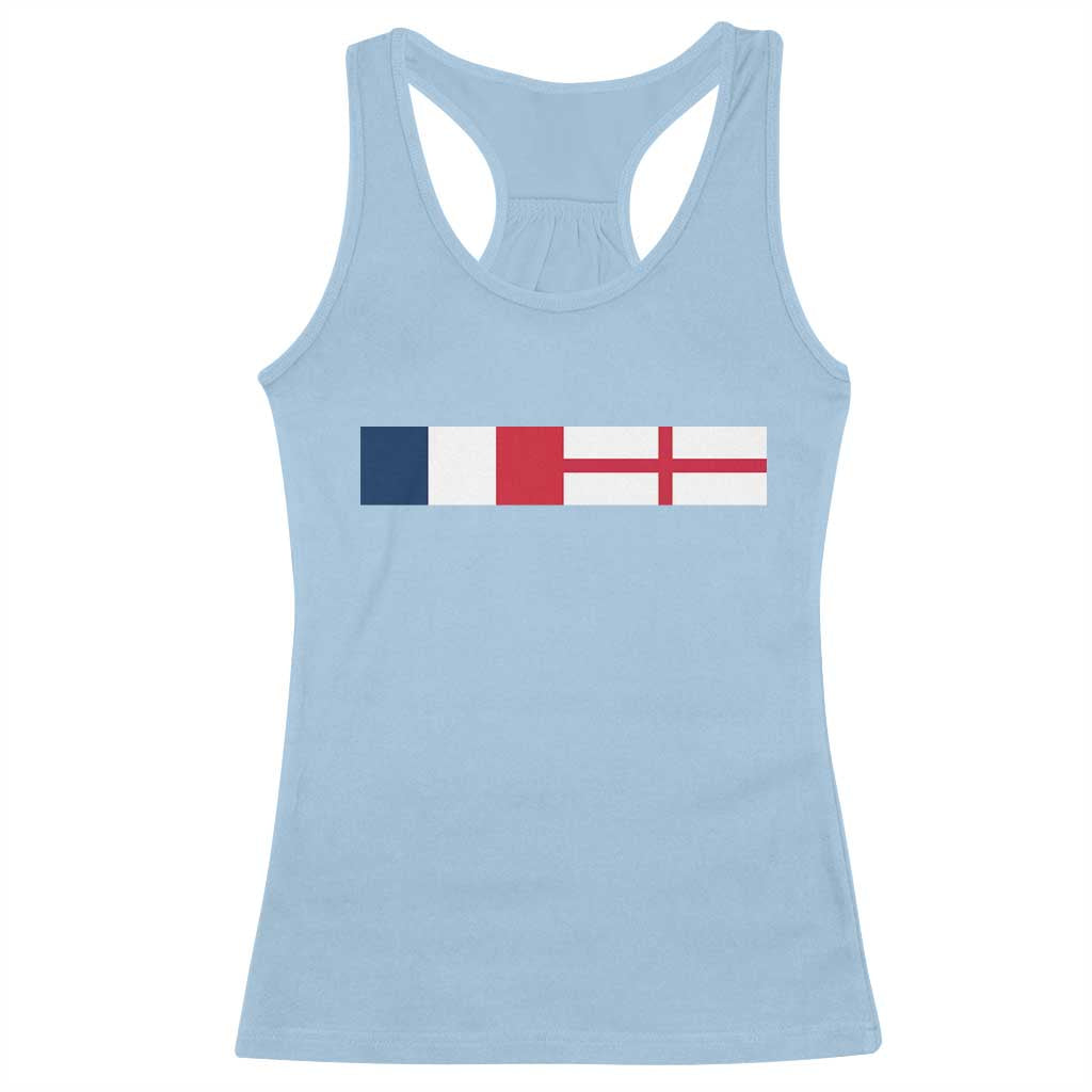 France England Dual Flag Graphic Racerback Tank Top Anglo English French Heritage Mixed Roots Pride Match Day