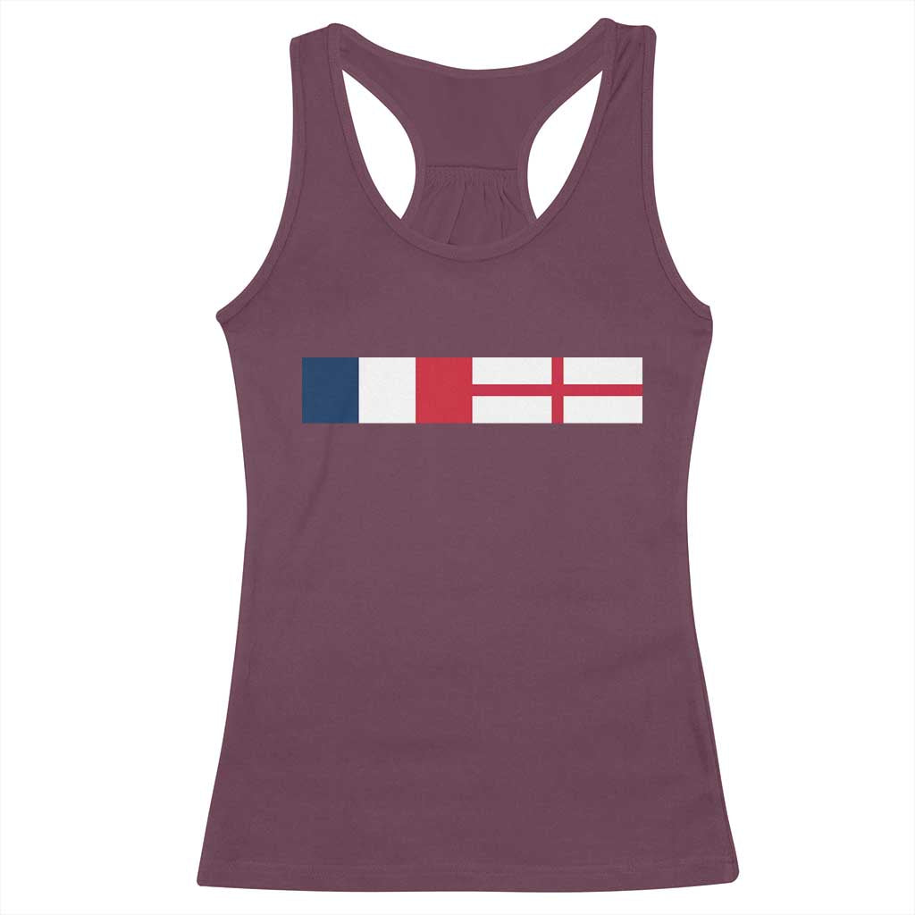 France England Dual Flag Graphic Racerback Tank Top Anglo English French Heritage Mixed Roots Pride Match Day