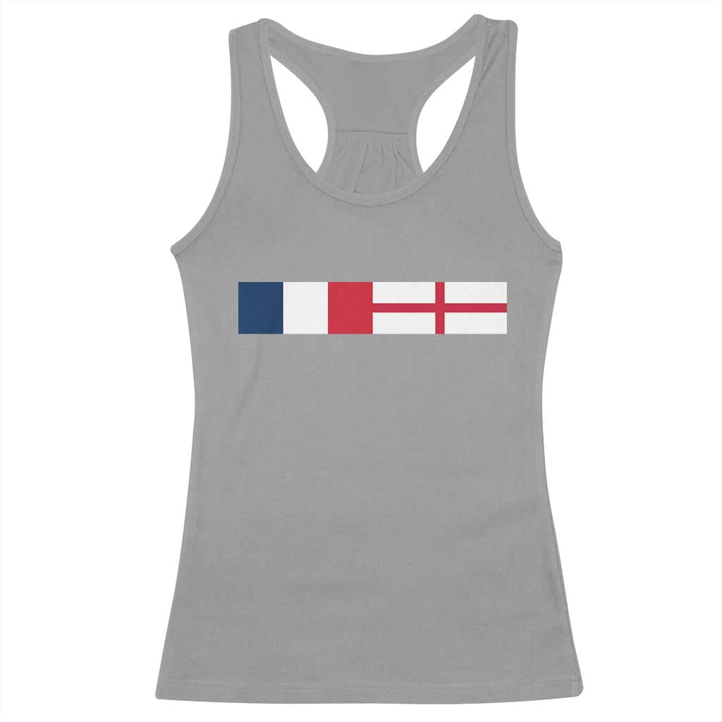 France England Dual Flag Graphic Racerback Tank Top Anglo English French Heritage Mixed Roots Pride Match Day