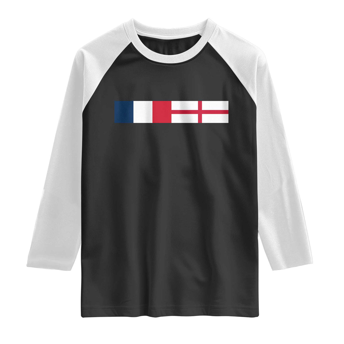 France England Dual Flag Graphic Raglan Shirt Anglo English French Heritage Mixed Roots Pride Match Day