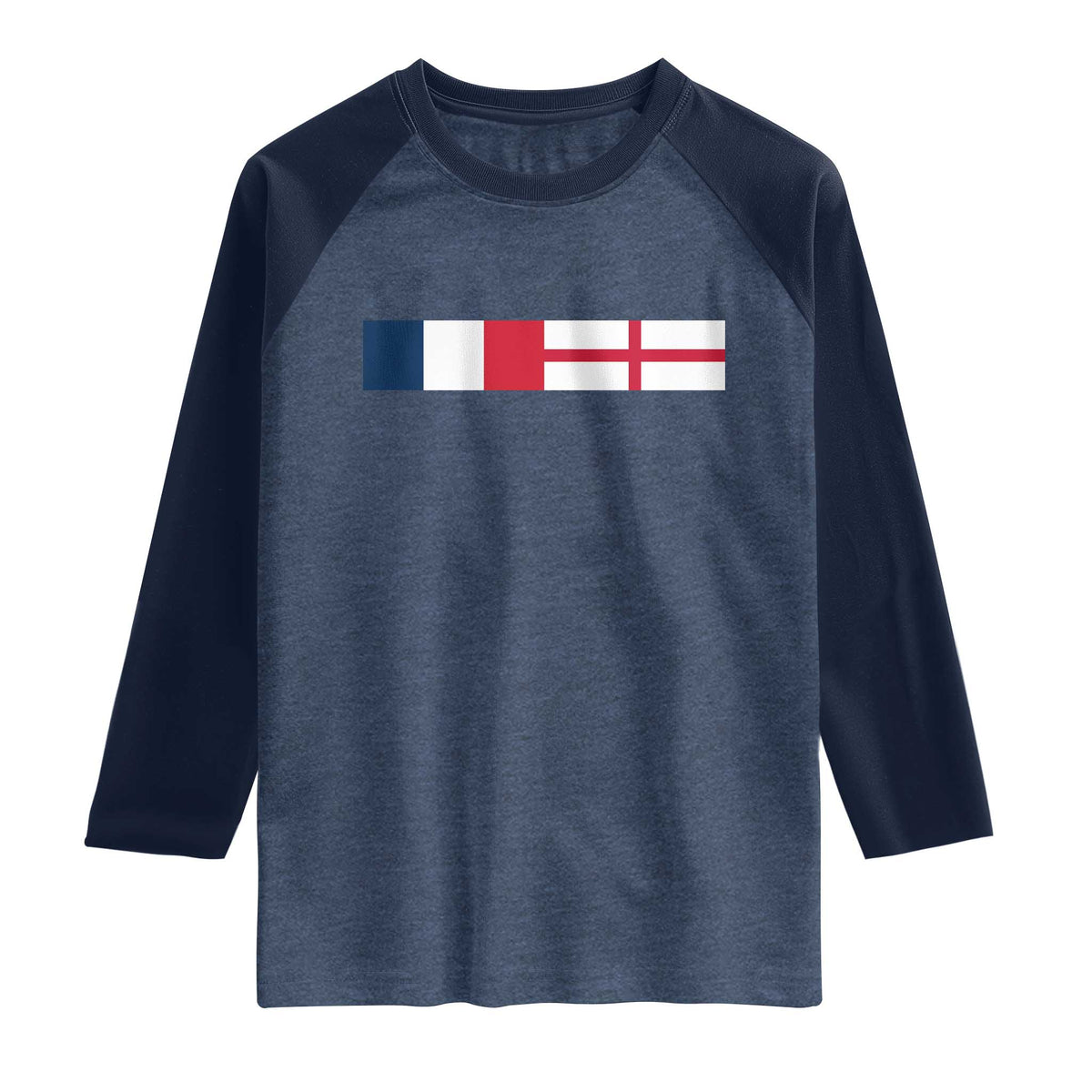 France England Dual Flag Graphic Raglan Shirt Anglo English French Heritage Mixed Roots Pride Match Day