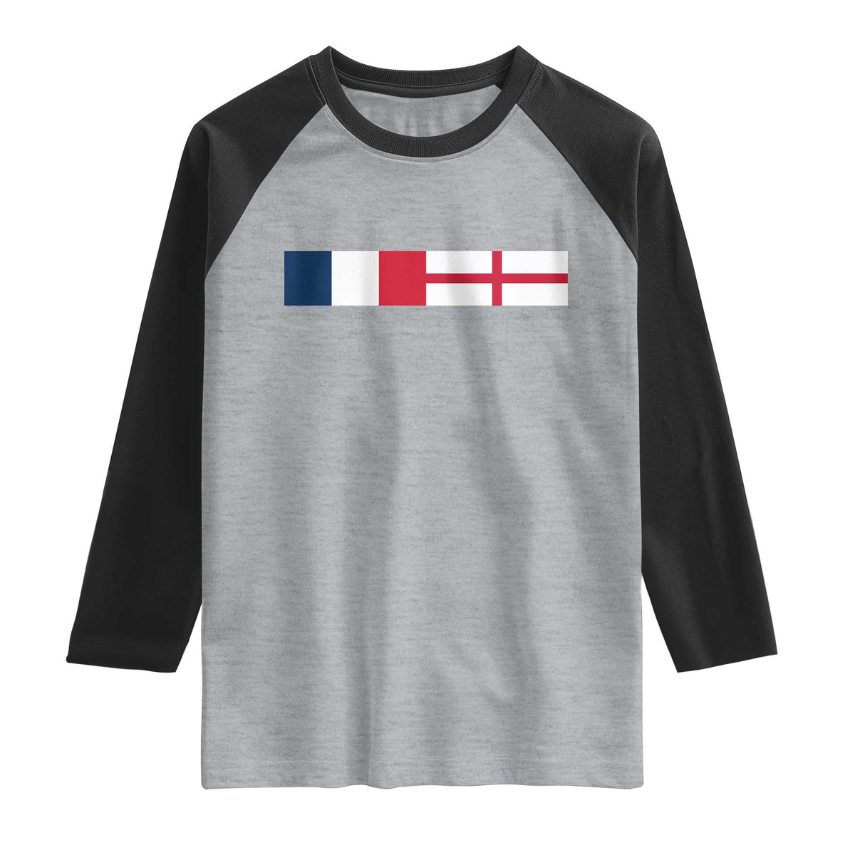 France England Dual Flag Graphic Raglan Shirt Anglo English French Heritage Mixed Roots Pride Match Day