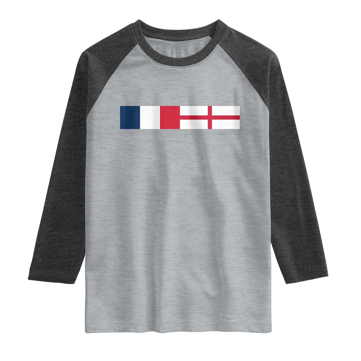 France England Dual Flag Graphic Raglan Shirt Anglo English French Heritage Mixed Roots Pride Match Day
