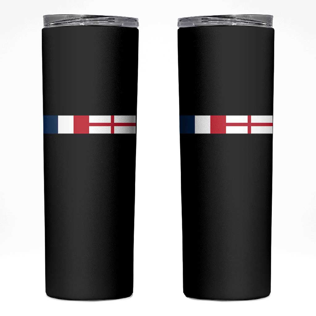 France England Dual Flag Graphic Skinny Tumbler Anglo English French Heritage Mixed Roots Pride Match Day