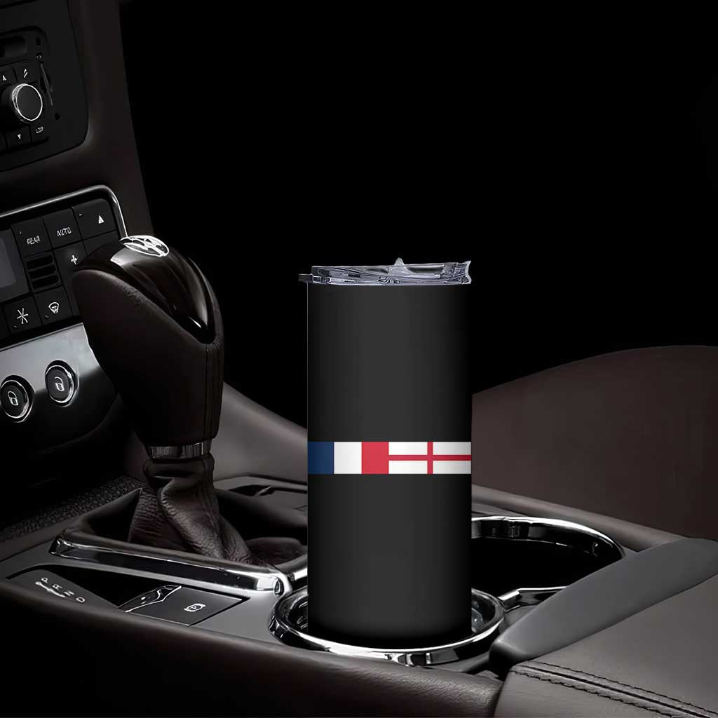 France England Dual Flag Graphic Skinny Tumbler Anglo English French Heritage Mixed Roots Pride Match Day