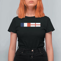 France England Dual Flag Graphic T Shirt For Women Anglo English French Heritage Mixed Roots Pride Match Day
