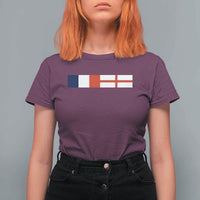 France England Dual Flag Graphic T Shirt For Women Anglo English French Heritage Mixed Roots Pride Match Day