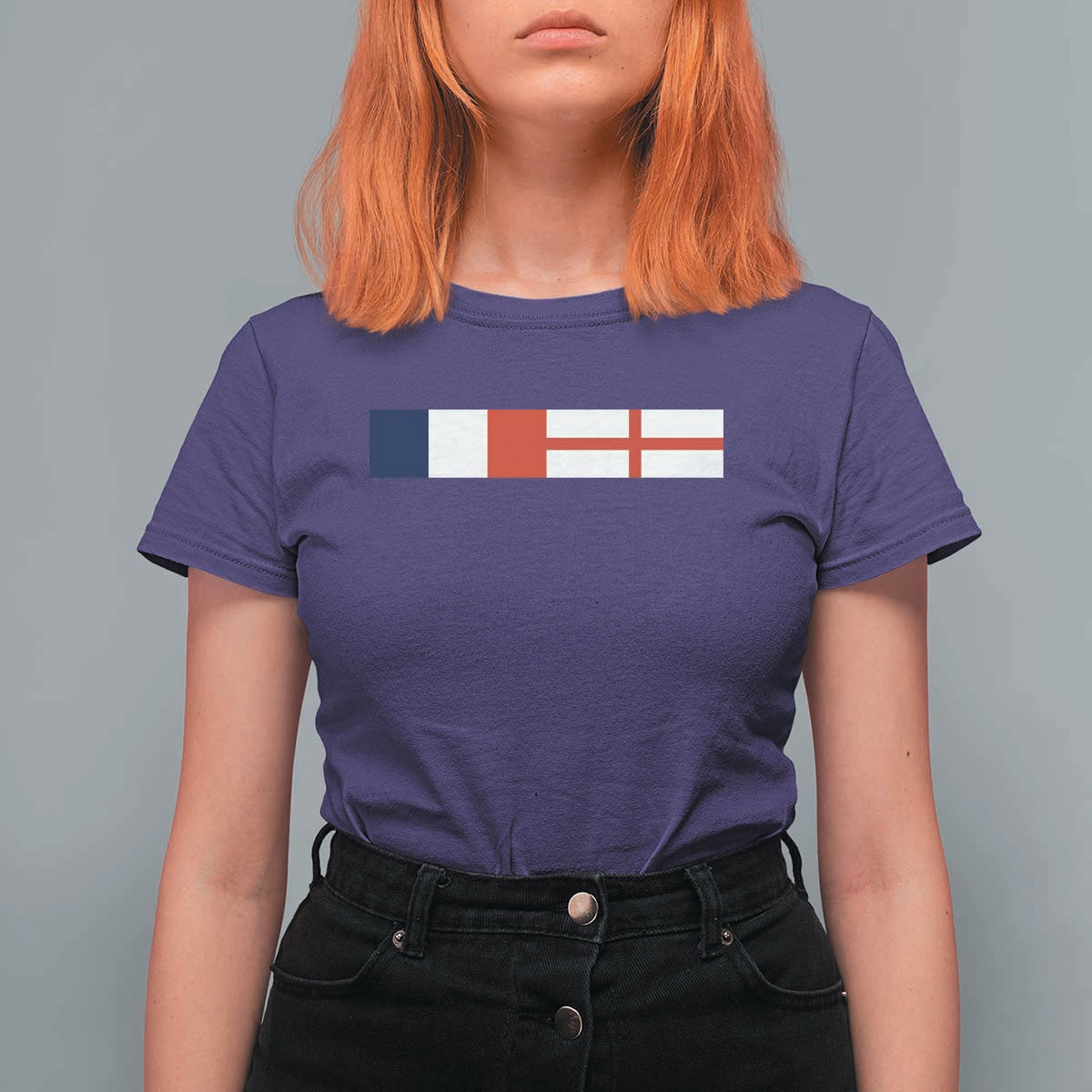 France England Dual Flag Graphic T Shirt For Women Anglo English French Heritage Mixed Roots Pride Match Day