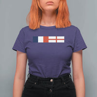 France England Dual Flag Graphic T Shirt For Women Anglo English French Heritage Mixed Roots Pride Match Day