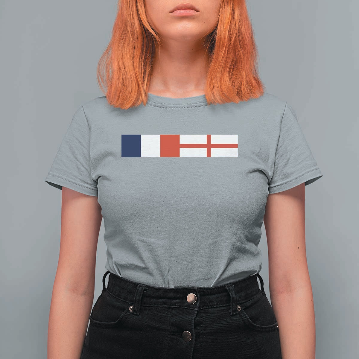 France England Dual Flag Graphic T Shirt For Women Anglo English French Heritage Mixed Roots Pride Match Day