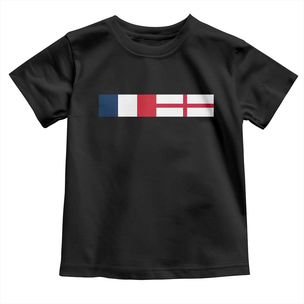 France England Dual Flag Graphic Toddler T Shirt Anglo English French Heritage Mixed Roots Pride Match Day