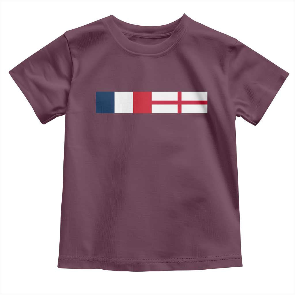 France England Dual Flag Graphic Toddler T Shirt Anglo English French Heritage Mixed Roots Pride Match Day