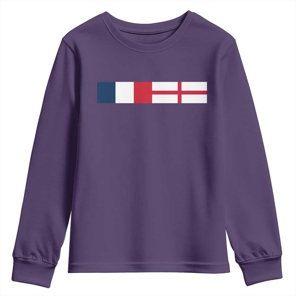 France England Dual Flag Graphic Youth Sweatshirt Anglo English French Heritage Mixed Roots Pride Match Day