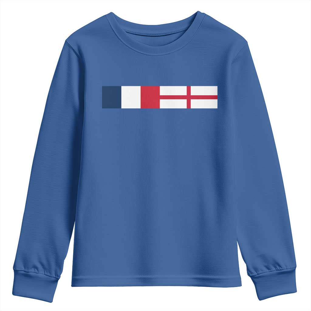 France England Dual Flag Graphic Youth Sweatshirt Anglo English French Heritage Mixed Roots Pride Match Day