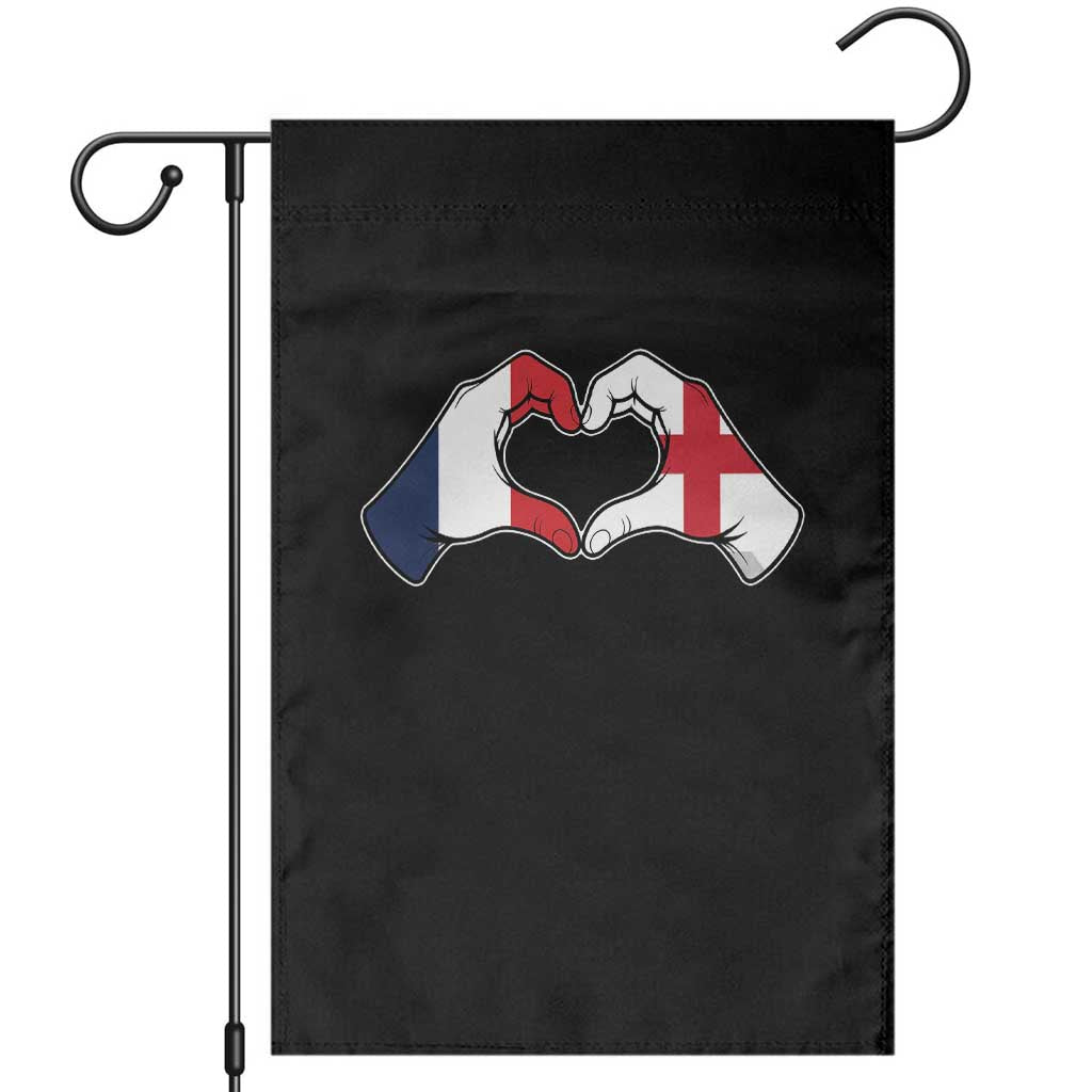 Proud Fance England Heritage Hand Heart Graphic Garden Flag French English Anglo Roots Cross Border Love Unity